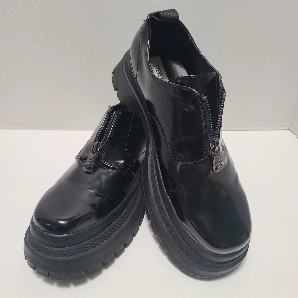 Steve Madden Zip Men's Black Chunky Sole Shoes Size‎ 9